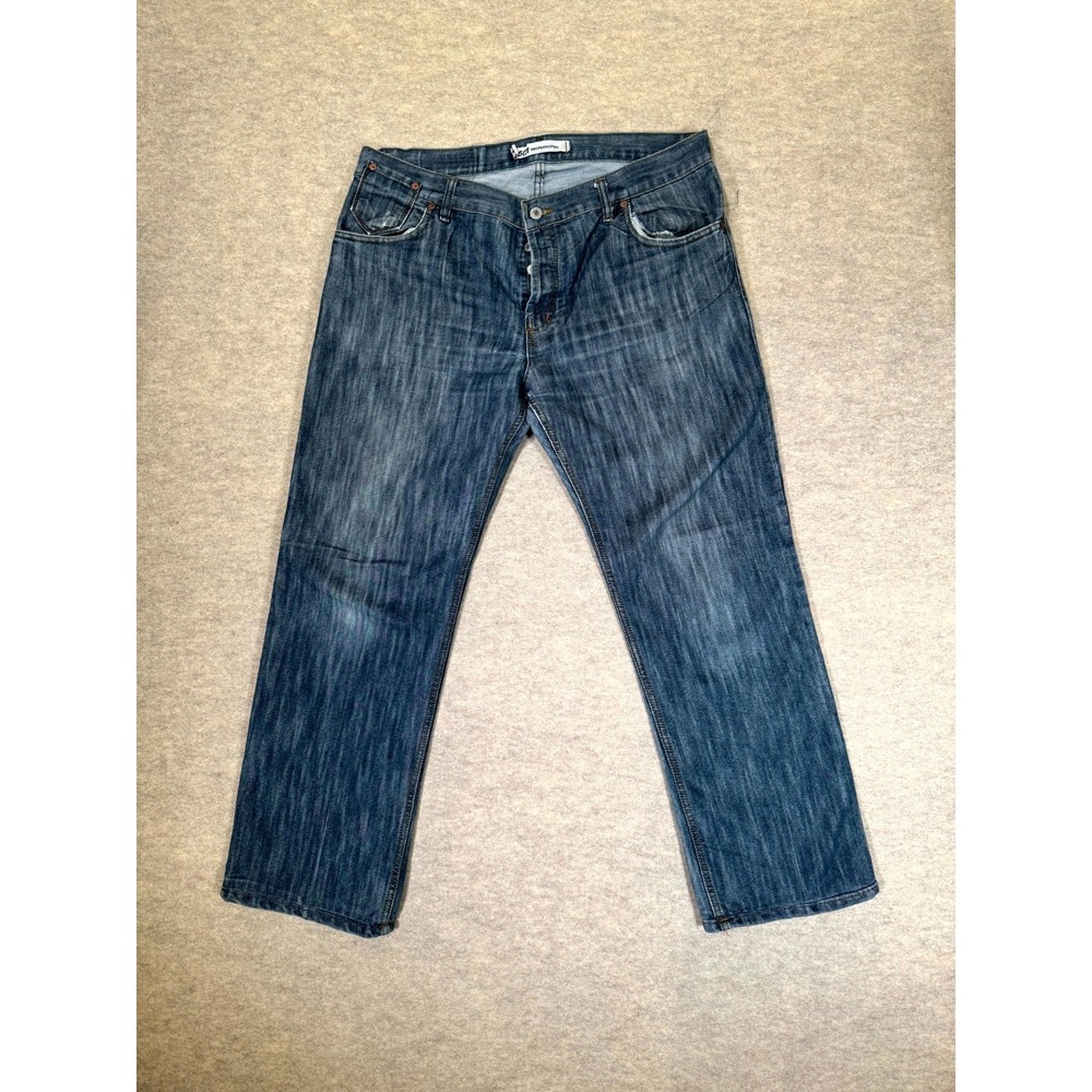 Levis 501 Professional Jeans Mens 36x34 Blue Denim Logo Straight Leg Light Wash
